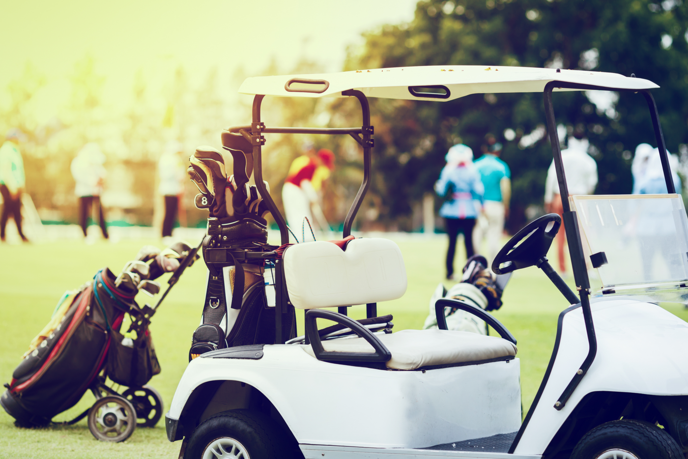 golf cart on golf course 